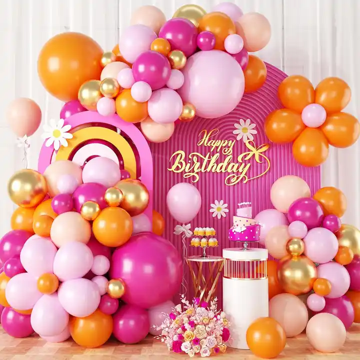 Pink and Orange Colorful Balloon Garland Kit