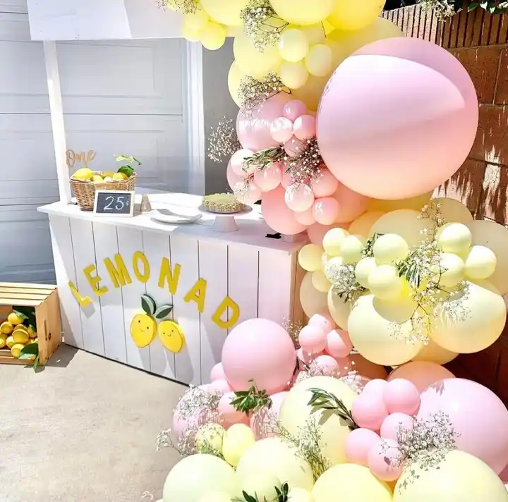 Yellow Pink and White Balloon Garland Kit Summer Party Decor