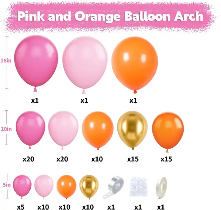 Pink and Orange Colorful Balloon Garland Kit