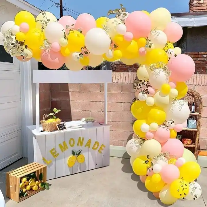 Yellow Pink and White Balloon Garland Kit Summer Party Decor