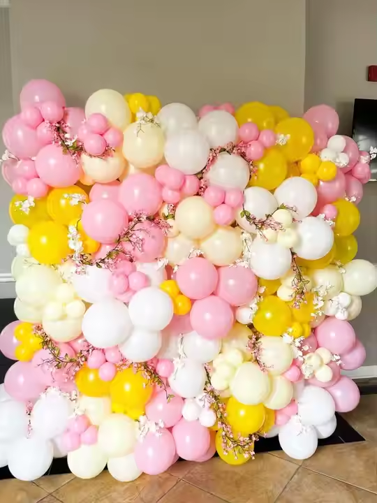 Yellow Pink and White Balloon Garland Kit Summer Party Decor