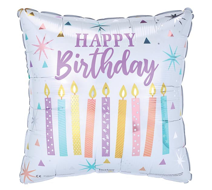 17" PKG BIRTHDAY PASTEL CANDLES FOIL BALLOON